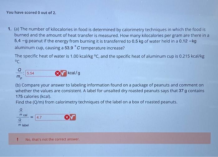 Solved (a) The Number Of Kilocalories In Food Is Determined | Chegg.com