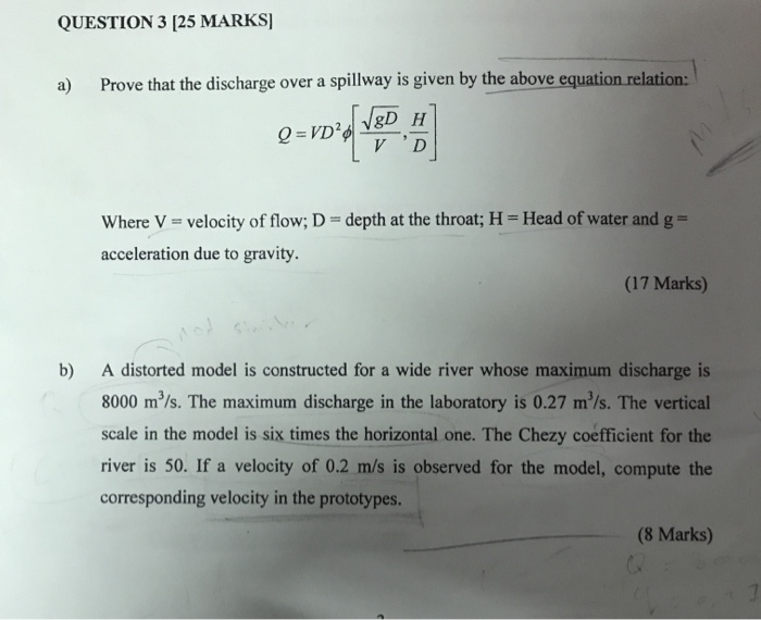 Solved QUESTION 3 [25 MARKS] a) Prove that the discharge | Chegg.com