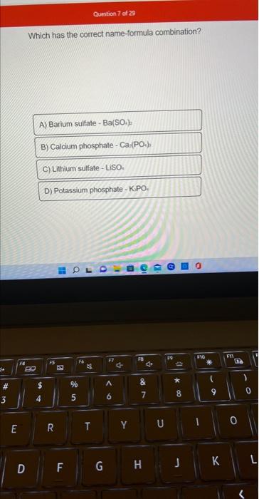 Solved Which has the correct name-formula combination? | Chegg.com