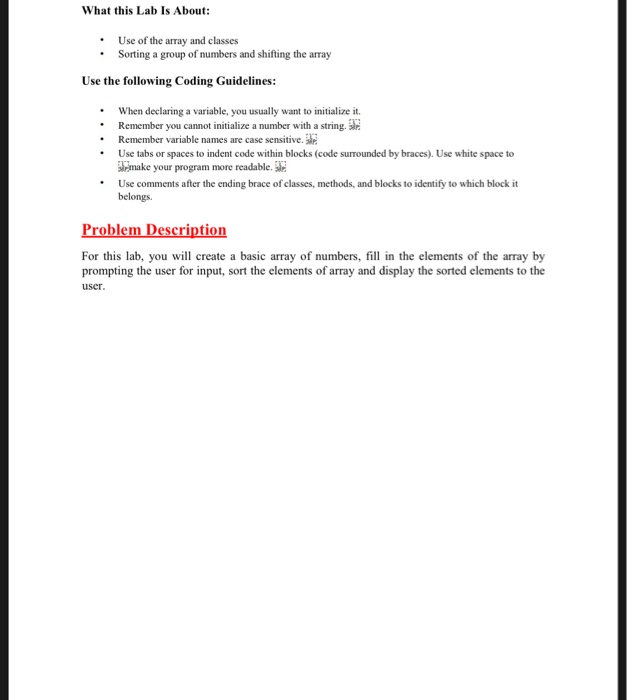 Solved What this Lab Is About: • • Use of the array and | Chegg.com