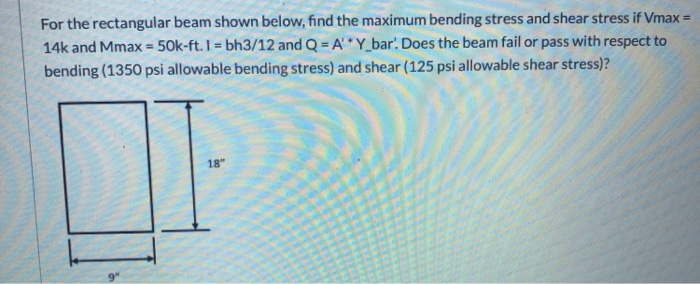 Solved For the rectangular beam shown below, find the | Chegg.com