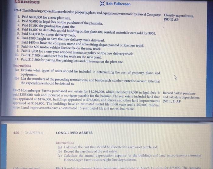 Solved Exercises Exit Fullscreen 19-1 The following | Chegg.com