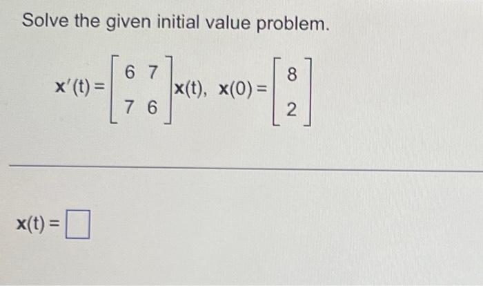 Solved Solve the given initial value problem. | Chegg.com