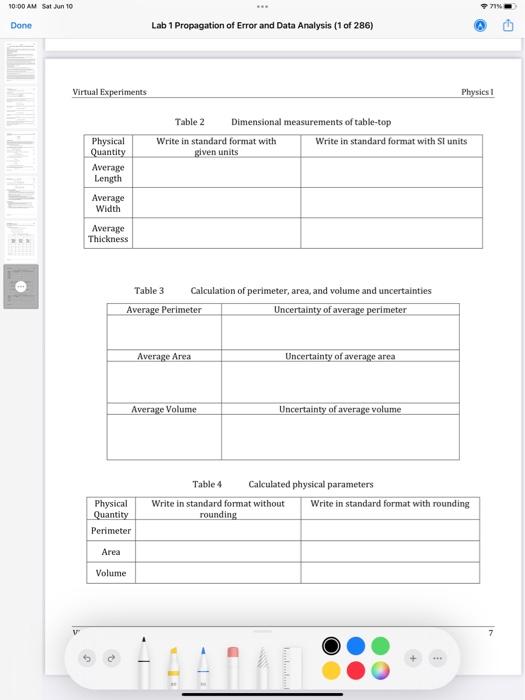 DATA TABLES AND CALCULATIONS Data tables and | Chegg.com