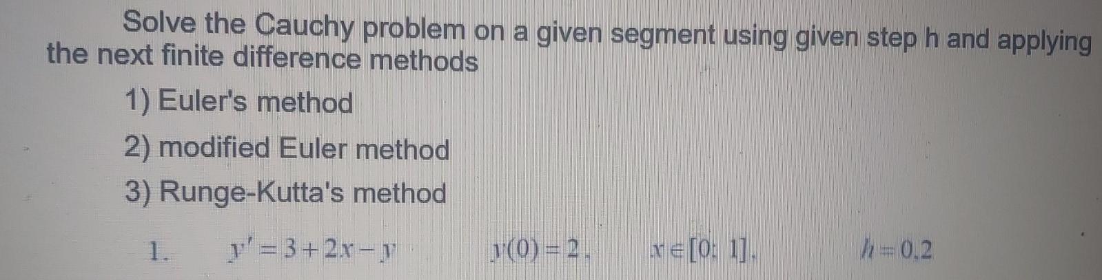 Solved Solve the Cauchy problem on a given segment using | Chegg.com