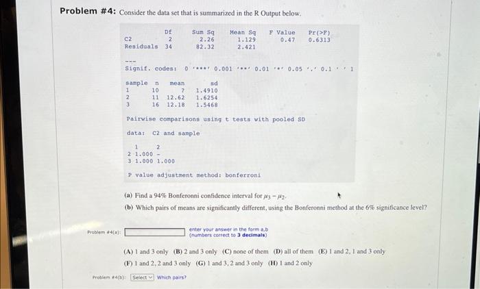 Solved Problem \#4: Consider The Data Set That Is Summarized | Chegg.com