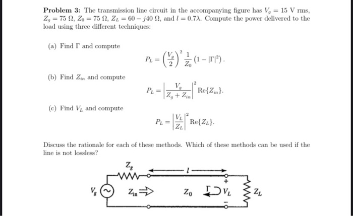 Solved Problem 3: The transmission line circuit in the | Chegg.com