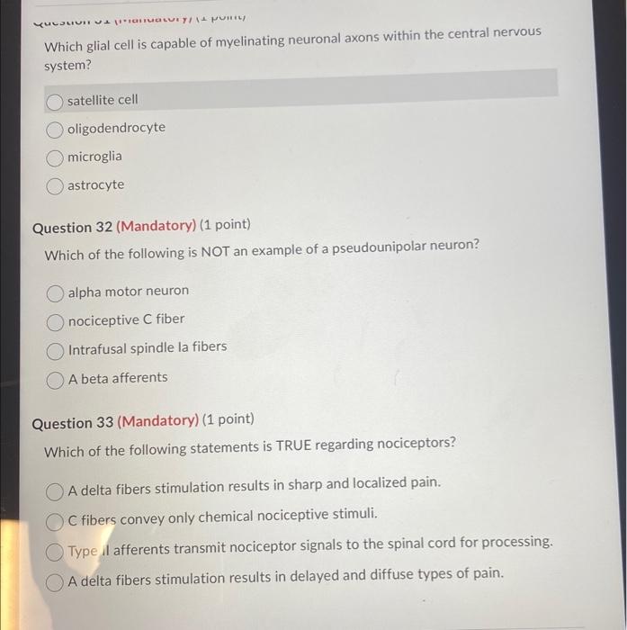 Solved Which glial cell is capable of myelinating neuronal | Chegg.com