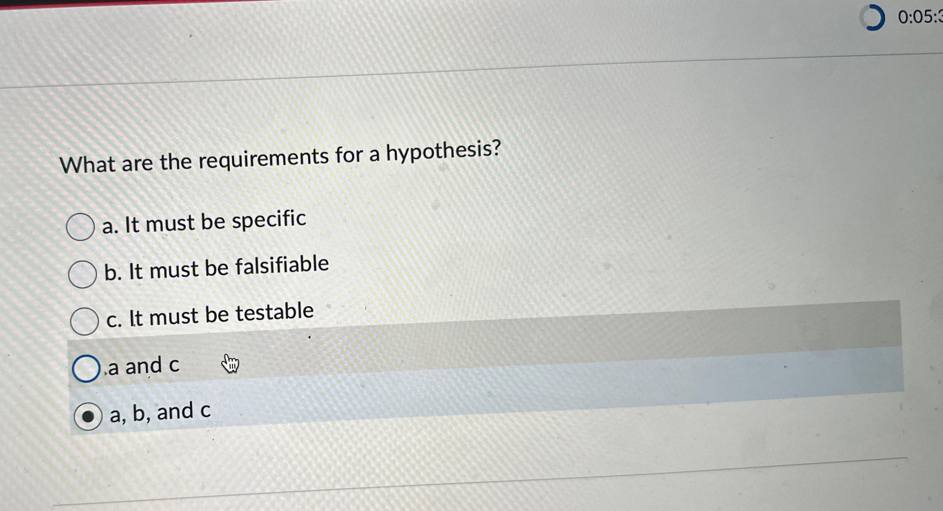 valid hypothesis must be testable and falsifiable