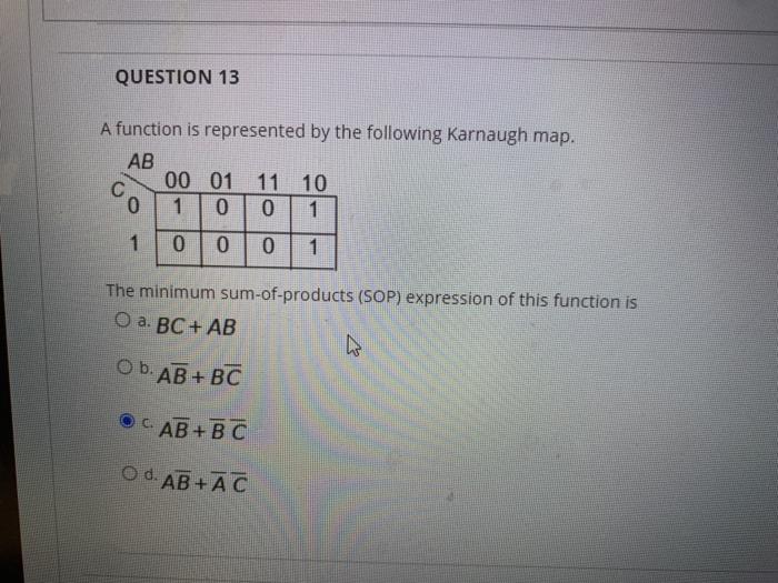 Solved the complement of the function in ques 13 has the | Chegg.com
