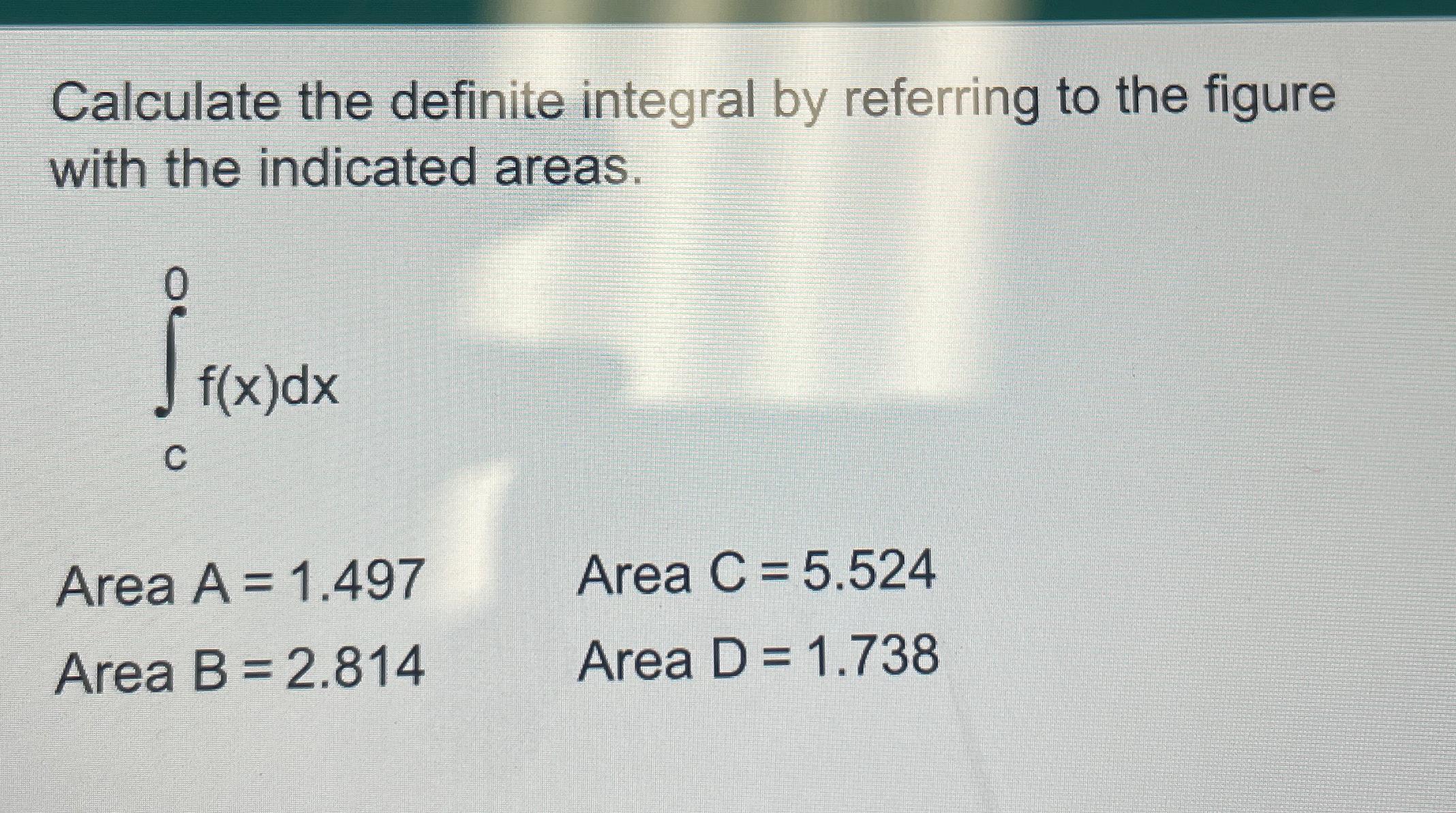Solved Calculate the definite integral by referring to the | Chegg.com