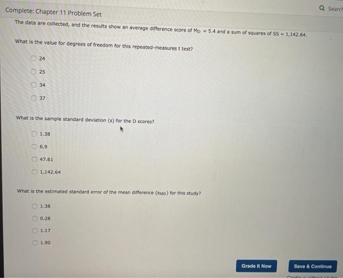 Solved Q Search Complete: Chapter 11 Problem Set The data | Chegg.com