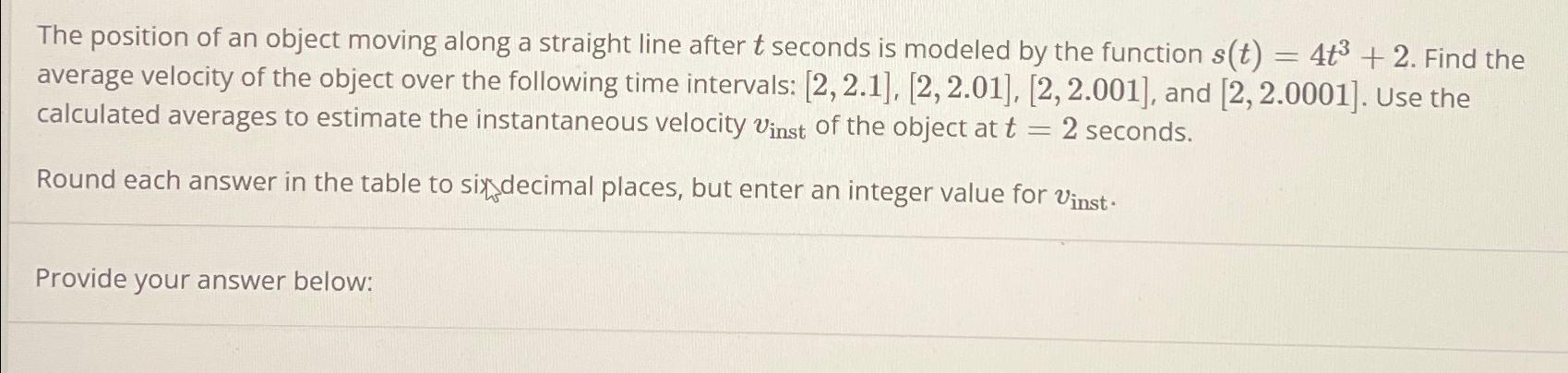 Solved The position of an object moving along a straight | Chegg.com
