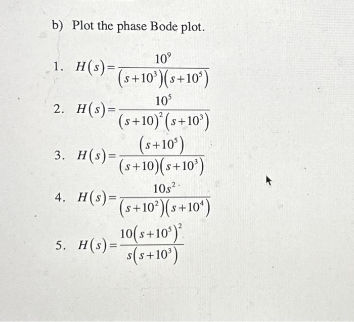 Solved B) Plot The Phase Bode Plot. 1. | Chegg.com