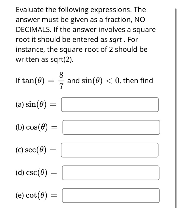 Solved Compute The Exact Value Of Each Of The Following Chegg Com