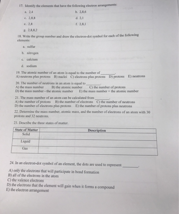 Solved 17. Identify the elements that have the following | Chegg.com