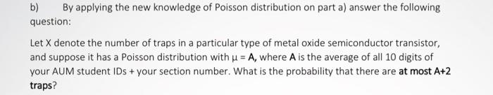 Solved b) By applying the new knowledge of Poisson | Chegg.com
