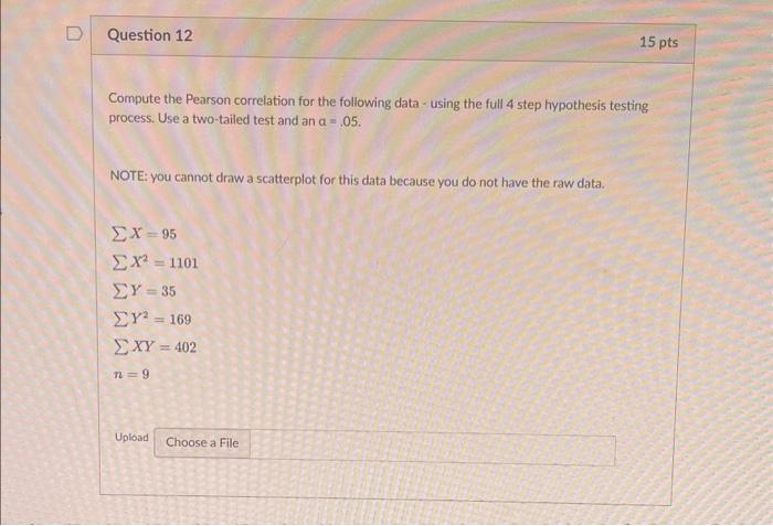 Solved Compute the Pearson correlation for the following | Chegg.com