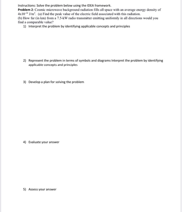 Solved Instructions: Solve the problem below using the IDEA | Chegg.com