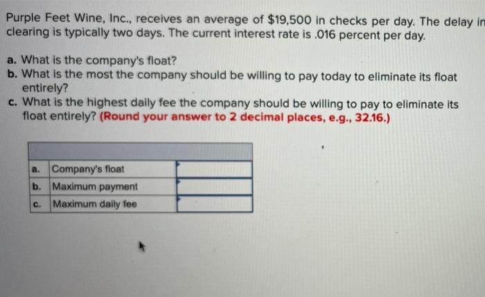 Solved purple feet wine inc receives an average of chegg