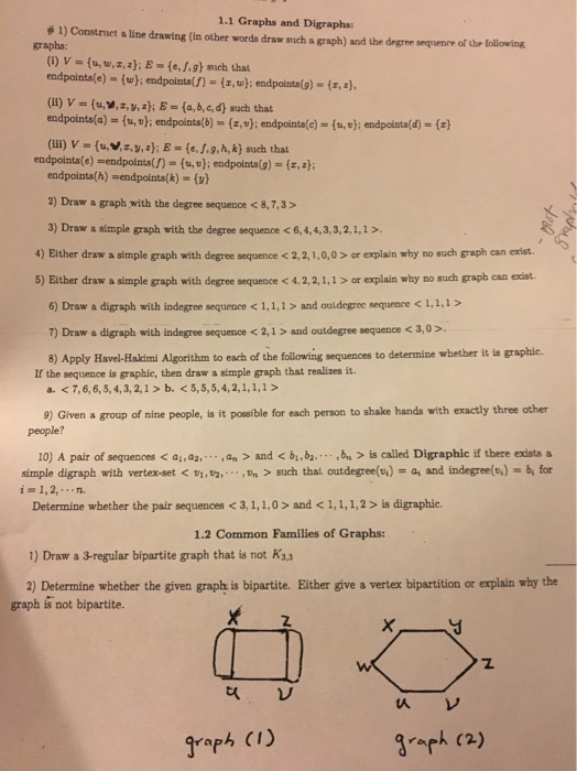 Solved 1 1 Graphs And Digraphs 1 Construet A Line Dra Chegg Com