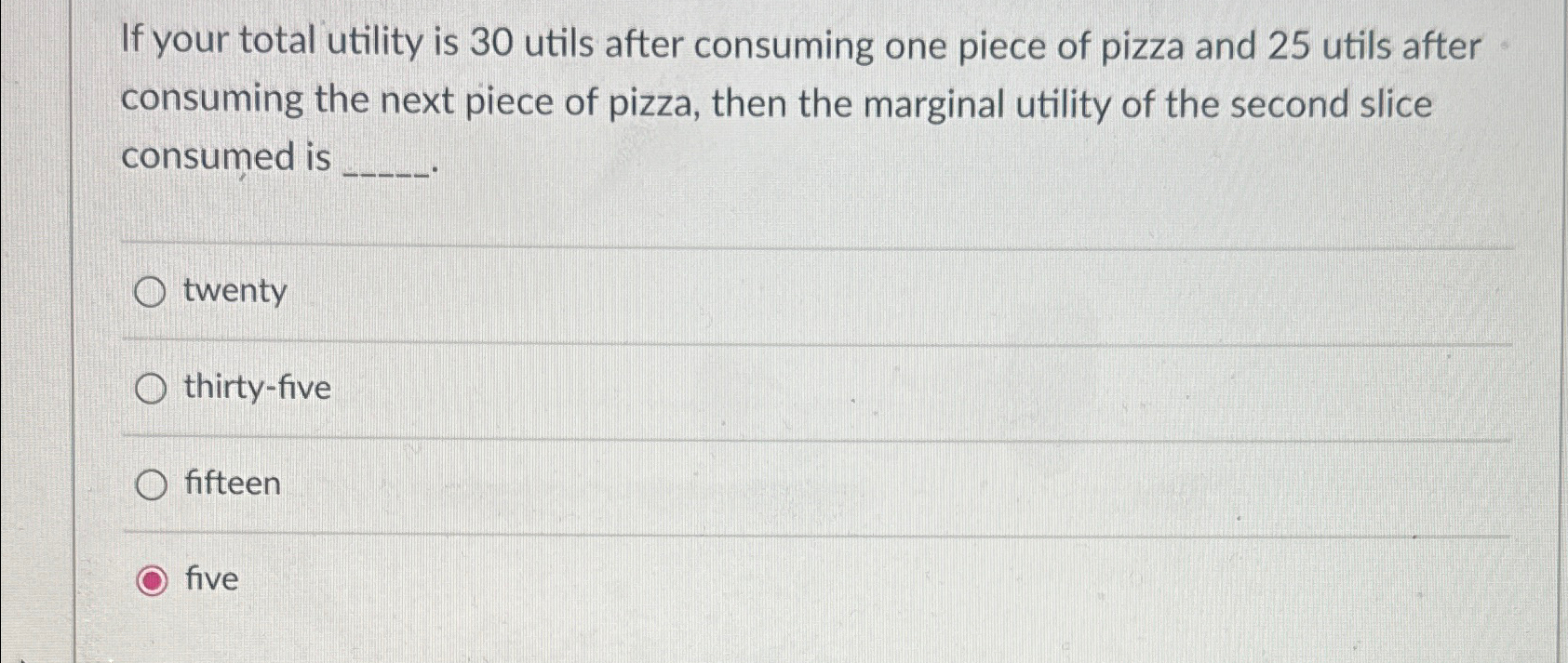 Solved If your total utility is 30 ﻿utils after consuming | Chegg.com