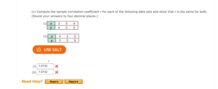 Solved (c) Compute the sample correlation coefficient for | Chegg.com