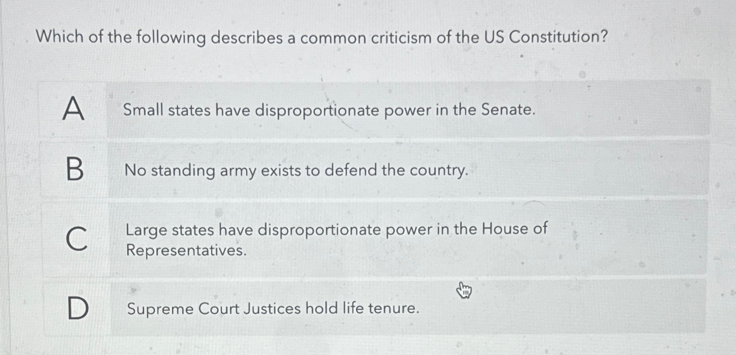 Solved Which of the following describes a common criticism | Chegg.com