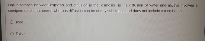 Solved One difference between osmosis and diffusion is that | Chegg.com