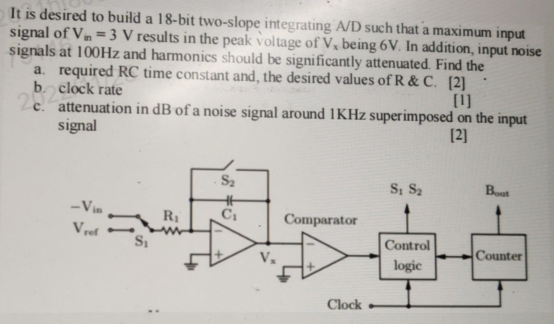Solved It is desired to build a 18-bit two-slope integrating | Chegg.com