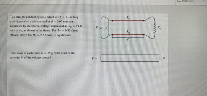 Solved Nesources Two straight conducting rods, which are 1.0 | Chegg.com