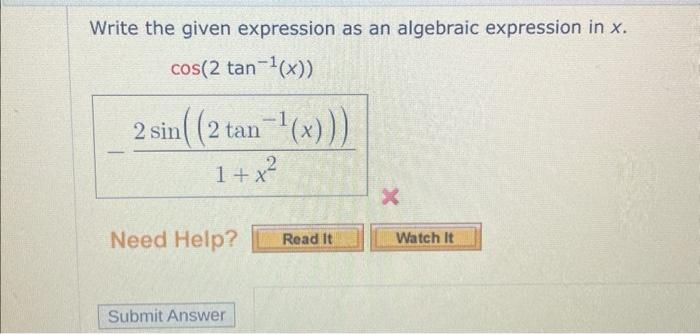 Solved Write the given expression as an algebraic expression | Chegg.com