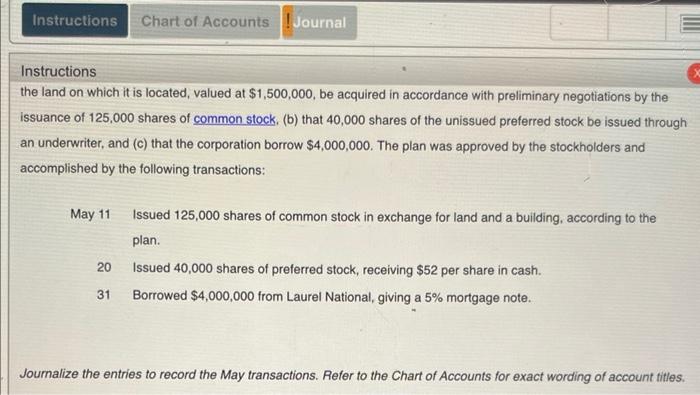 Instructions
Instructions
the land on which it is located, valued at $1,500,000, be acquired in accordance with preliminary n