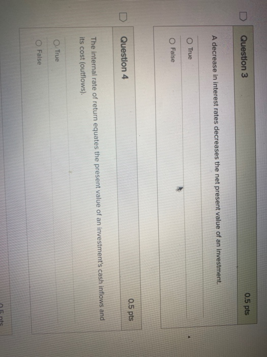 Solved Question 3 0.5 pts A decrease in interest rates | Chegg.com