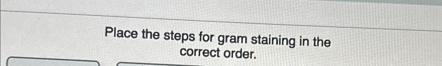 Solved Place the steps for gram staining in the correct | Chegg.com