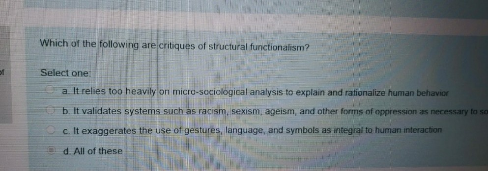 criticism of structural functionalism