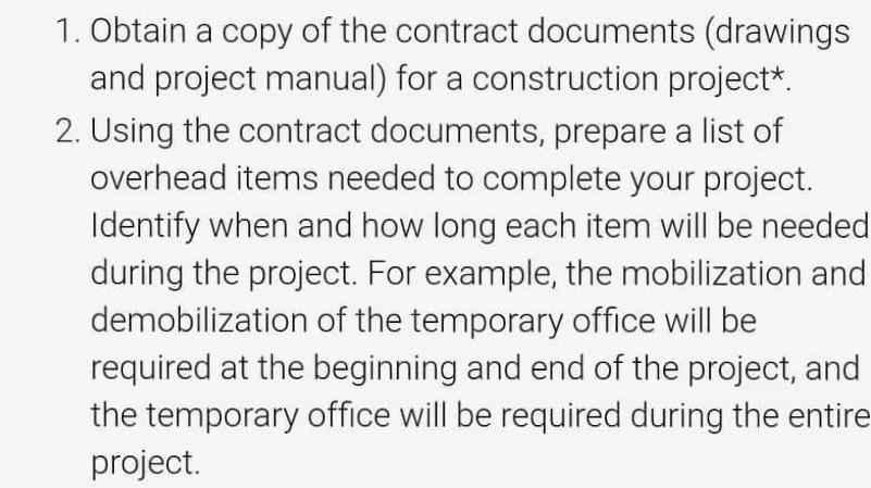 Solved 1. Obtain a copy of the contract documents (drawings | Chegg.com