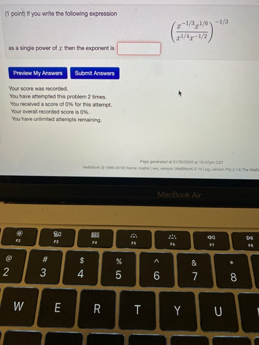 Solved (1 point) If you write the following expression | Chegg.com