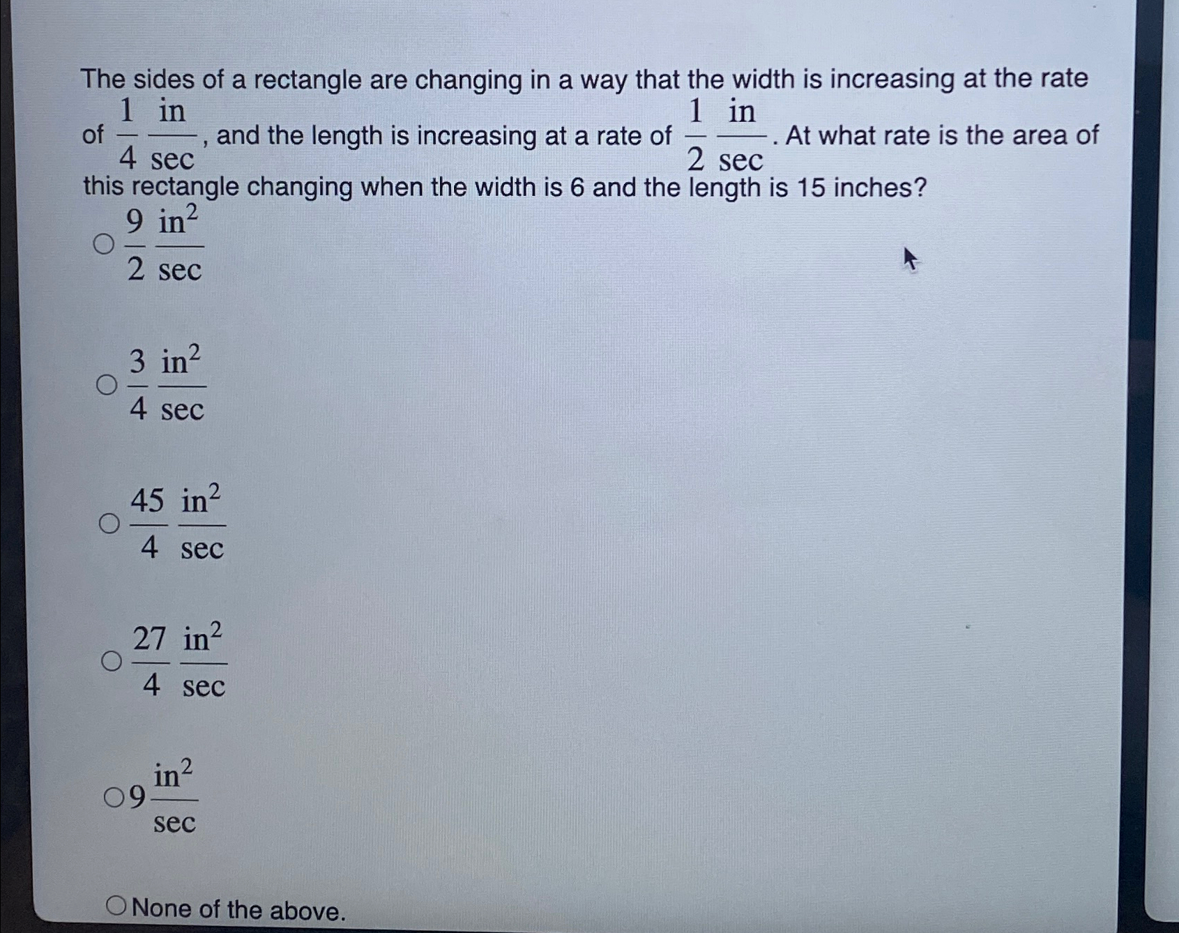 Solved The sides of a rectangle are changing in a way that | Chegg.com
