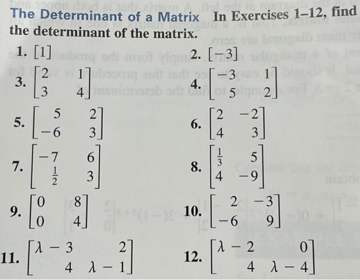 11 PleaseThe Determinant Of A Matrix In Exercises | Chegg.com