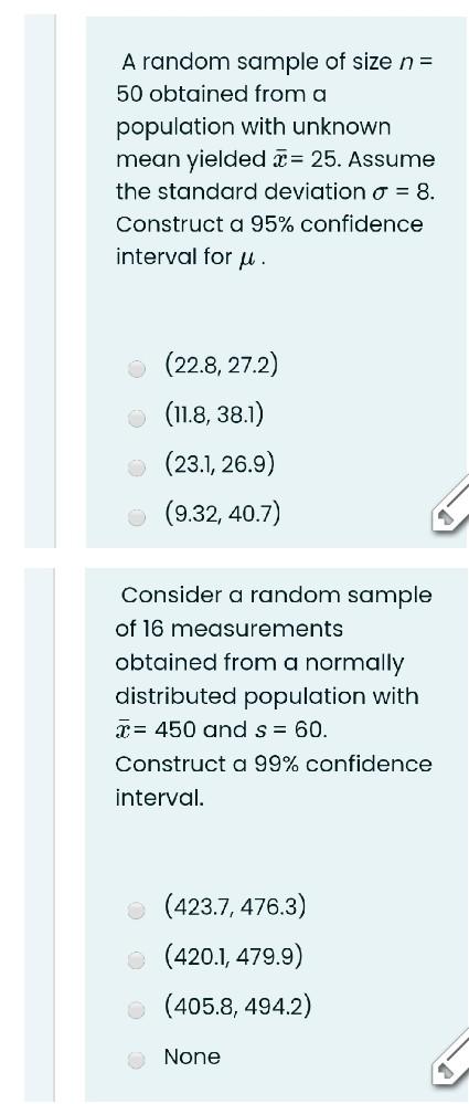 Solved A random sample of size n = 50 obtained from a | Chegg.com