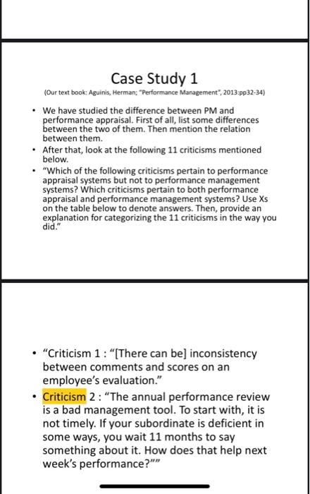 Solved Case Study 1 (Our Text Book: Aguinis, Herman; | Chegg.com