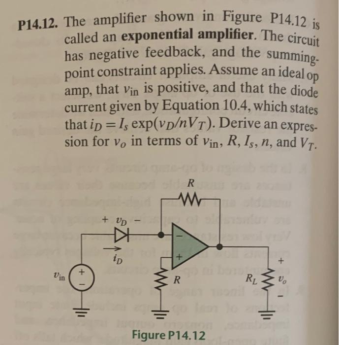 Solved P14.12. The amplifier shown in Figure P14.12 is