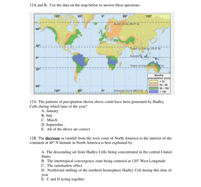 Solved 12A and B. Use the data on the map below to answer | Chegg.com