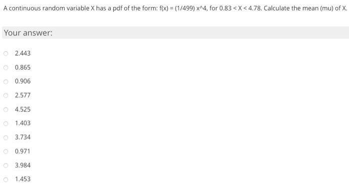 Solved A continuous random variable X has a pdf of the form: | Chegg.com