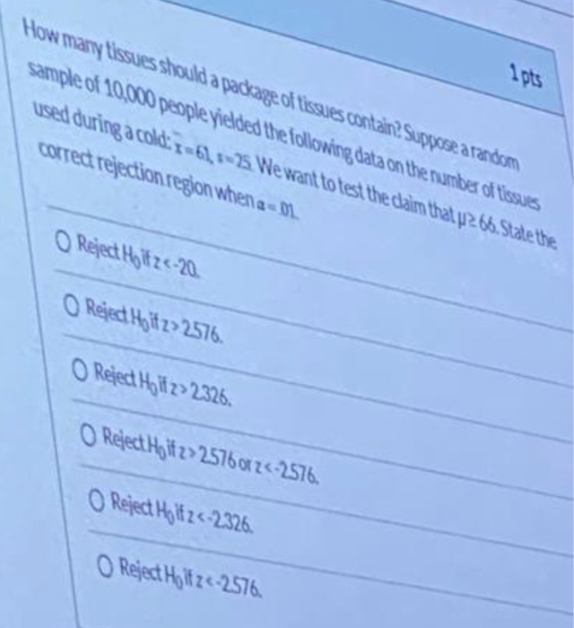 Solved How many tissues should a package of tissues contain