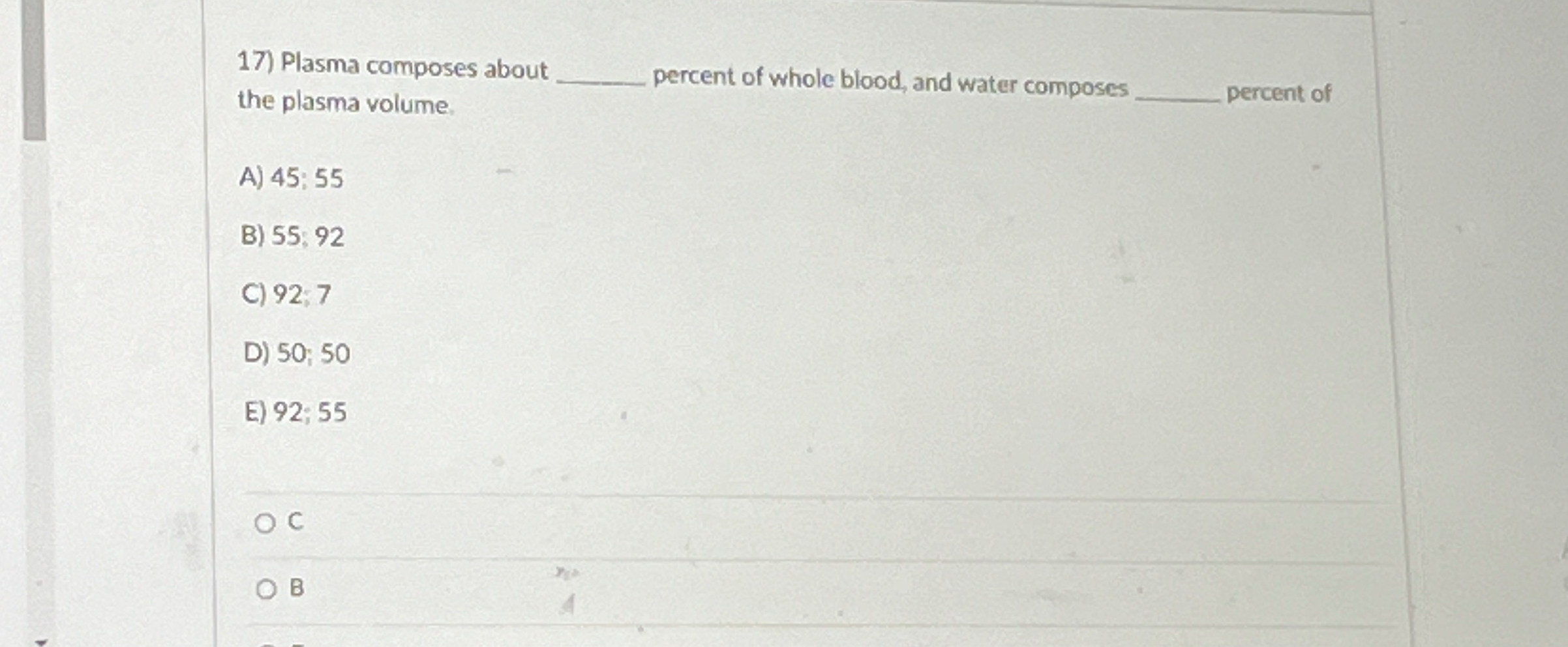 what percent of plasma is made up of water