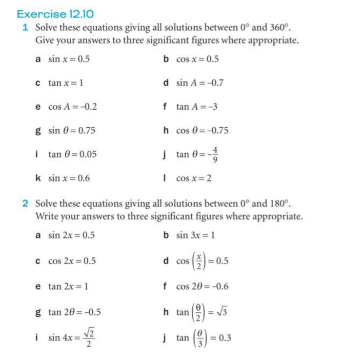 Solved Exercise 12.10 1 Solve These Equations Giving All | Chegg.com