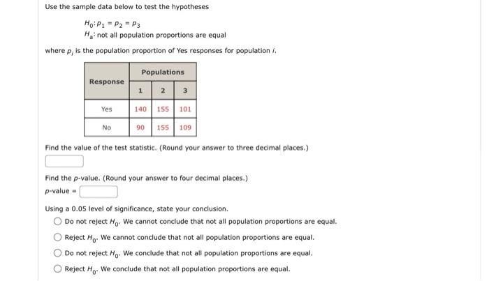 Solved Use the sample data below to test the hypotheses Ho: | Chegg.com