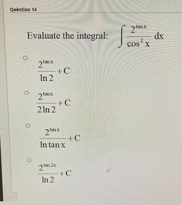 integration of tan x 2 dx